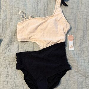 GB Girls Cream and black one piece swimsuit size 16